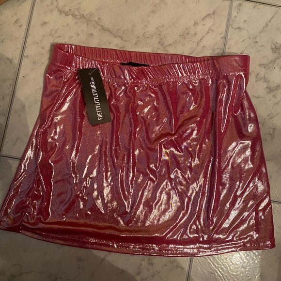 Pretty Little Thing Micro Mini Pink Metallic Mini Skirt - NWT - Picture 6 of 14